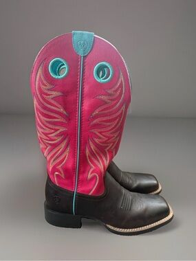 Round Up Ryder Yukon Western Boot Chocolate Magenta Turquoise Women’s 7.5